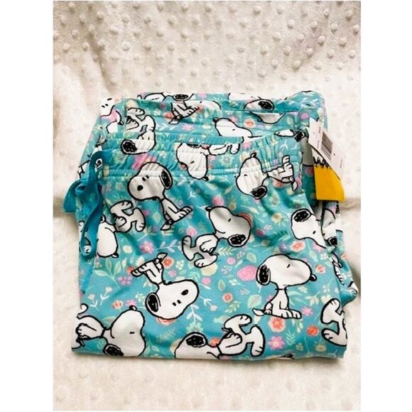 Peanuts Snoopy Woman's Floral Drawstring Waist Pajama Pants (Size M) - Picture 2 of 3